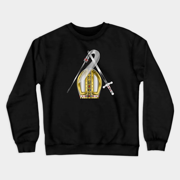 Orisha Obatala Papal Hat Silver Sword and Whisk Crewneck Sweatshirt by geodesyn